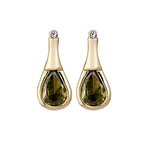 Lirzxin Damen Ohrringe Gold 585, Ohrstecker Damen Flasche mit Wassertropfen Grün Peridot Hochzeit Ohrringe für Braut Gelbgold von Lirzxin