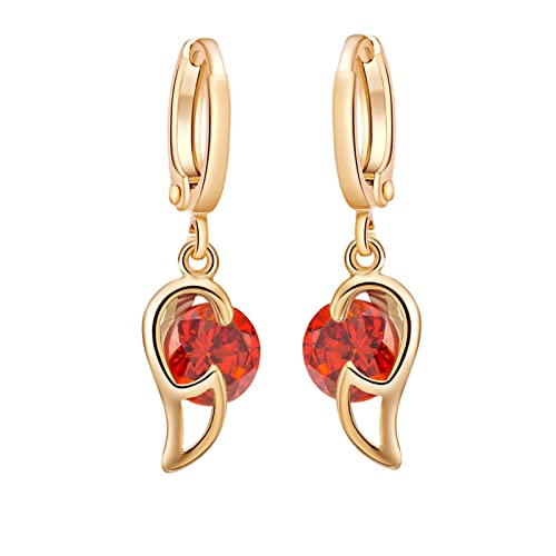 Lirzxin Damen Ohrringe Gold 750, Ohrhänger Damen Creolen mit Flügel Rund Erstellter Rubin Geburtstag Ohrringe für Frauen Gelbgold Lirzxin Damen Ohrringe Gold 750, Ohrhänger Damen Creolen mit Flügel Rund Erstellter Rubin Geburtstag Ohrringe für Frauen Gelbgold von Lirzxin