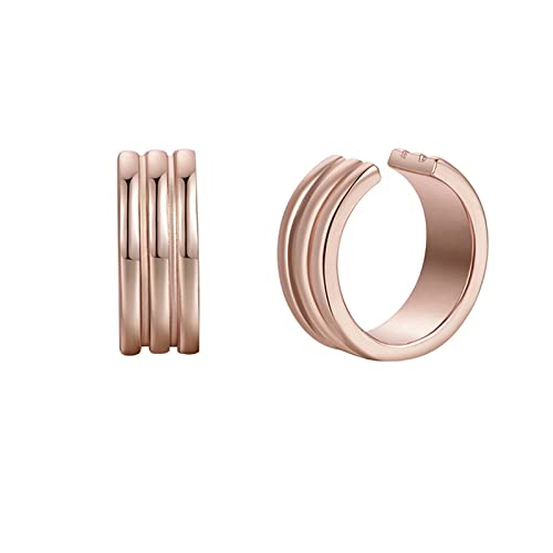 Lirzxin Damen Ohrringe Rosegold 585, Ear Cuff Nicht Durchdringend Hochglanzpoliert Kreis Streifen Geburtstag Ohrringe für Frauen Rosegold von Lirzxin