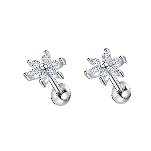 Lirzxin Damen Ohrstecker Weißgold 375, Elegante Ohrringe Damen Blume mit Marquise Moissanit Ohrringe Geburtstag für Braut Weißgold von Lirzxin