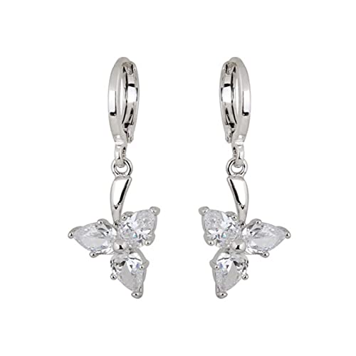 Lirzxin Drop Ohrringe Weißgold 750, Damen Ohrhänger Creolen mit Dreieck Wassertropfen Form Moissanit Ohrringe Hochzeit für Frauen Weißgold von Lirzxin