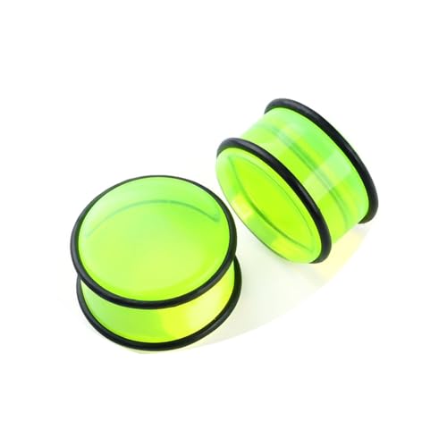 Lirzxin Ear Flesh Tunnel 10mm, 2 Stück Plug Tunnel Acryl Herren Damen Massiv Rund Double Flared Ohr Plug 10mm Gelb Grün von Lirzxin