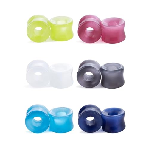 Lirzxin Ear Flesh Tunnel 6mm, 12 Stück Ohr Plug Stein Damen 6 Paar Rund Hohl Double Flared Ohrring Plug 6mm Bunt von Lirzxin