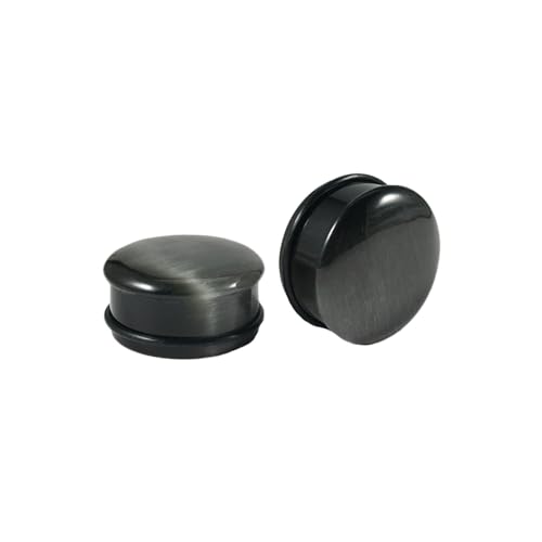 Lirzxin Ear Plugs Tunnel 10mm, 2 Stück Tunnel Stein Damen Herren Single Flared Solide Rund mit Silikon Ohr Plug 10mm Grau Schwarz von Lirzxin