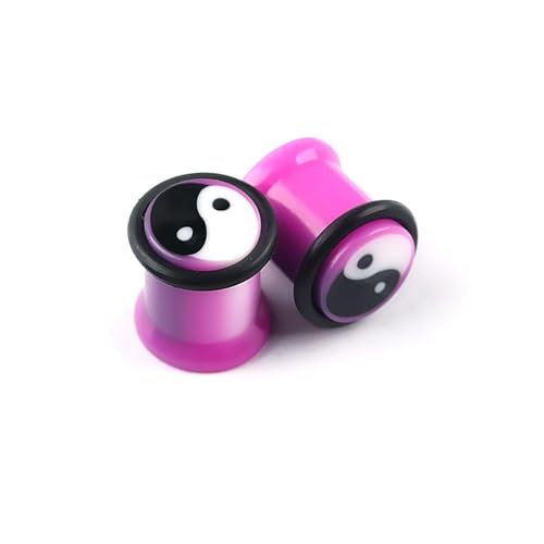 Lirzxin Ear Tunnel Plug 10mm, 2 Stück Acryl Tunnel Damen Herren Double Flared Solide Rund mit Yin Yang Ohrring Plug 10mm Lila von Lirzxin