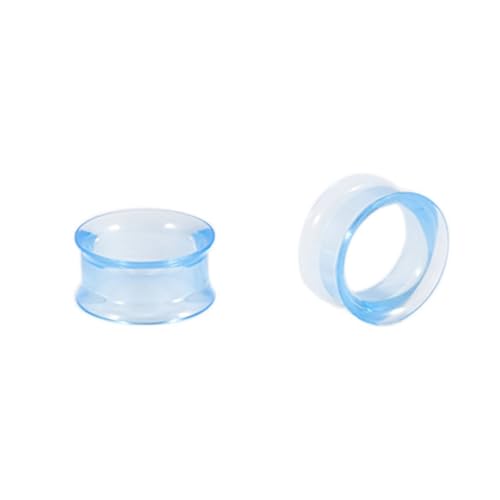 Lirzxin Ear Tunnel Plug 12mm, 2 Stück Acryl Tunnel Herren Damen Double Flared Hohl Rund Halbtransparent Ohrring Plug 12mm Hellblau von Lirzxin