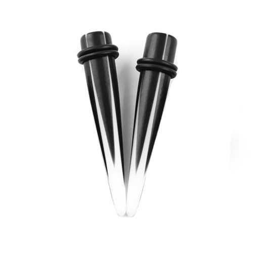 Lirzxin Ear Tunnel Plug 4mm, 2 Stück Ohr Tunnel Acryl Damen Herren Stern Massiv Geometrisch Form Ohrring Plug Dehnstab 4mm Schwarz Weiß von Lirzxin