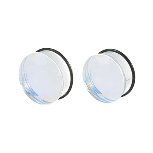 Lirzxin Ear Tunnel Plug 8mm, 2 Stück Ohr Tunnel Glas Herren Damen Single Flared Solide Rund mit Silikon Ohrring Plug 8mm Transparent von Lirzxin