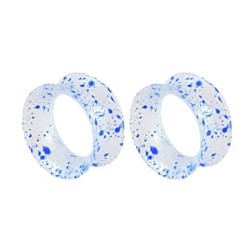 Lirzxin Ear Tunnel Plug 8mm, 2 Stück Tunnel Ohr Silikon Herren Damen Double Flared Hohl Rund mit Rund Punkten Ohrring Plug 8mm Blau von Lirzxin