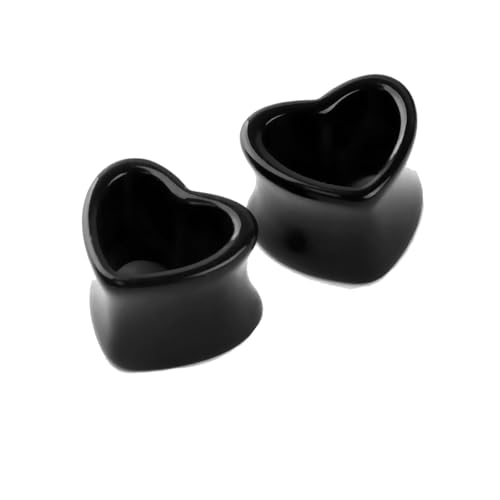 Lirzxin Flesh Tunnel Plug 10mm, 2 Stück Tunnel Acryl Set Damen Double Flared Herz Ohr Plug 10mm Schwarz von Lirzxin