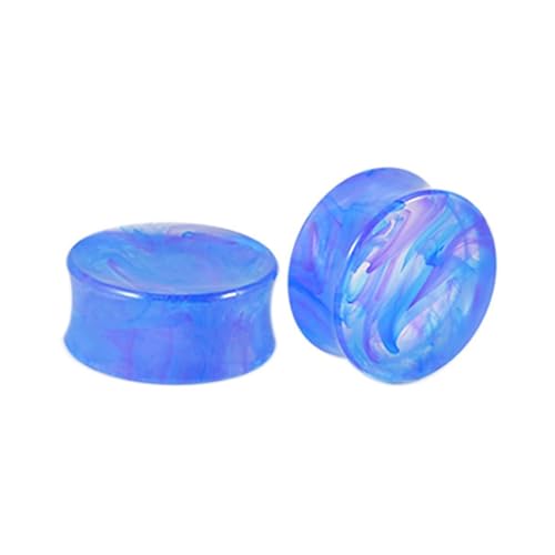 Lirzxin Flesh Tunnel Plug 19mm, 2 Stück Acryl Tunnel Herren Damen Massiv Rund mit Struktur Double Flared Ohr Plug 19mm Blau von Lirzxin