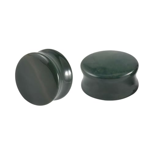 Lirzxin Flesh Tunnel Plug 8mm, 2 Stück Tunnel Stein Herren Damen Double Flared Massiv Rund Ohr Plug 8mm Dunkelgrün von Lirzxin