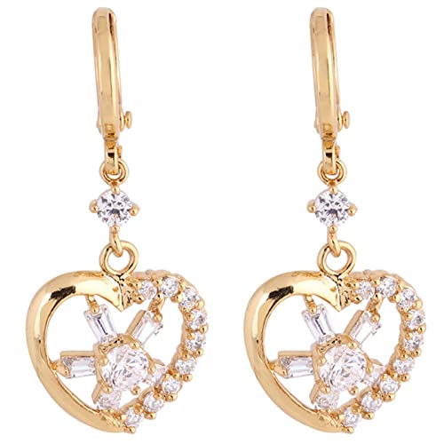 Lirzxin Gelbgold Ohrringe Damen 585, Ohrhänger Damen Creolen mit Hohl Herz Form Moissanit Geburtstag Ohrringe für Frauen Gelbgold Lirzxin Gelbgold Ohrringe Damen 585, Ohrhänger Damen Creolen mit Hohl Herz Form Moissanit Geburtstag Ohrringe für Frauen Gelbgold von Lirzxin