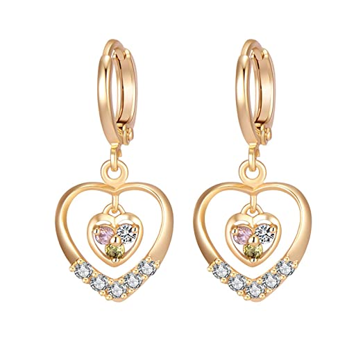 Lirzxin Gelbgold Ohrringe Damen 585, Ohrhänger Damen Creolen mit Hohl Herz Peridot Rosa Kristall Moissanit Ohrringe Geburtstag für Braut Gelbgold Lirzxin Gelbgold Ohrringe Damen 585, Ohrhänger Damen Creolen mit Hohl Herz Peridot Rosa Kristall Moissanit Ohrringe Geburtstag für Braut Gelbgold von Lirzxin