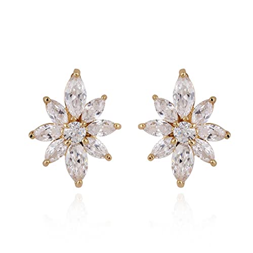 Lirzxin Gelbgold Ohrringe Damen 585, Ohrstecker Damen Sonnenblume mit Moissanit Ohrringe Hochzeit für Frauen Gelbgold von Lirzxin