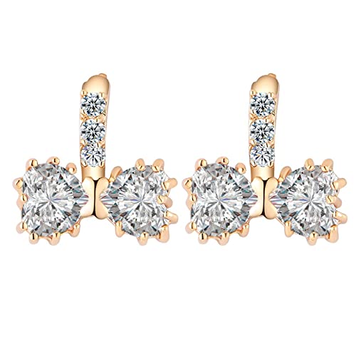 Lirzxin Gelbgold Ohrstecker 585 echtgold, Damen Ohrringe Elegant Bogenknoten mit Herz Moissanit Hochzeit Ohrringe für Braut Gelbgold von Lirzxin