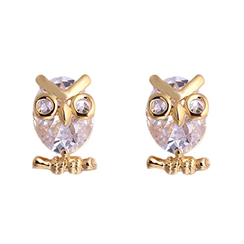 Lirzxin Gelbgold Ohrstecker 585 echtgold, Elegante Ohrringe Damen Eule Form mit Oval Moissanit Ohrringe Hochzeit für Frauen Gelbgold von Lirzxin