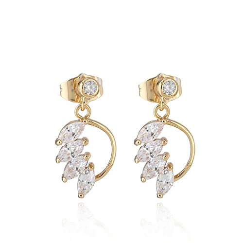 Lirzxin Gold Ohrringe Damen 750 Echtgold, Ohrhänger Damen Hohl Blatt Form mit Moissanit Geburtstag Ohrringe für Frauen Gelbgold von Lirzxin
