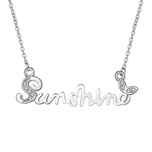 Lirzxin Kette Anhänger Weißgold 9 Karat 375, Halskette Damen 45 CM Sonnenschein Blätter mit Erstellter Diamant Geburtstag Halskette für Frauen Weißgold von Lirzxin