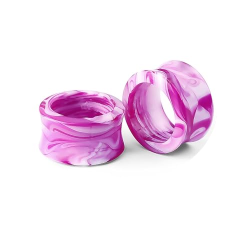 Lirzxin Ohr Flesh Tunnel 18mm, 2 Stück Acryl Plug Damen Double Flared Hohl Rund Aquarell Ohrring Plug 18mm Lila von Lirzxin