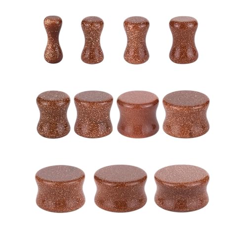 Lirzxin Ohr Flesh Tunnel 3mm-20mm, 22 Stück Ohr Plug Stein Herren Damen 11 Paar Double Flared Solide Rund Tunnel Expander Ohrring 3mm-20mm Braun von Lirzxin
