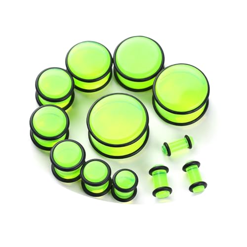 Lirzxin Ohr Flesh Tunnel 4mm-24mm, 24 Stück Plug Tunnel Acryl Herren Damen 12 Paar Double Flared Solide Rund Halbtransparent Ohrring Plug 4mm-24mm Gelb von Lirzxin