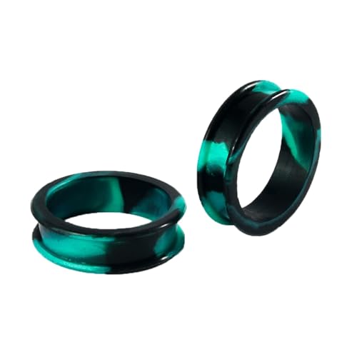 Lirzxin Ohr Plug Set Tunnel 12mm, 2 Stück Silikon Tunnel Herren Damen Zweifarbiger Double Flared Rund Hohl Ohrring Plug 12mm Schwarz Grün von Lirzxin