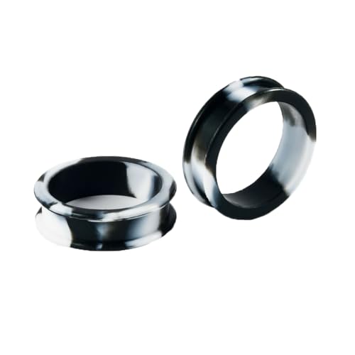 Lirzxin Ohr Plug Set Tunnel 22mm, 2 Stück Tunnel Ohr Silikon Herren Damen Double Flared Rund Hohl Zweifarbig Ohrring Plug 22mm Schwarz Weiß von Lirzxin