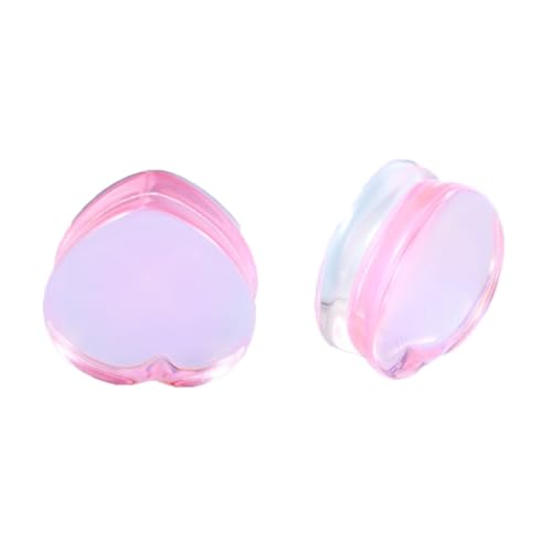 Lirzxin Ohr Plug Set Tunnel 8mm, 2 Stück Ear Tunnel Glass Damen Herren Double Flared Solide Herz Transparent Ohrring Plug 8mm Rosa von Lirzxin