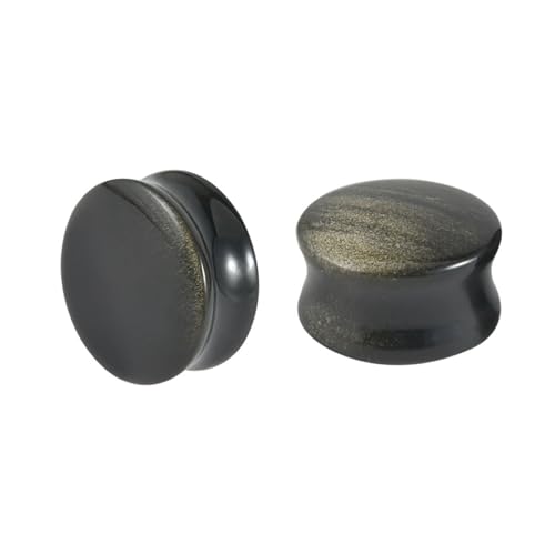 Lirzxin Ohr Plug Set Tunnel 8mm, 2 Stück Tunnel Stein Herren Damen Double Flared Glänzend Massiv Rund Ohrring Plug 8mm Schwarz von Lirzxin