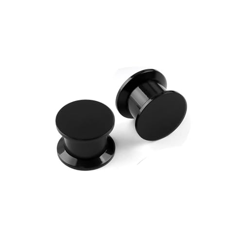 Lirzxin Ohr Plug Tunnel 10mm, 2 Stück Acryl Plug Ohr Expander Set Herren Damen Schrauben Rund Flesh Tunnel 10mm Schwarz von Lirzxin