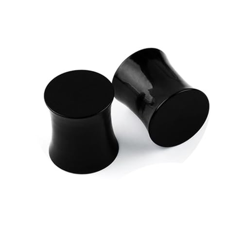Lirzxin Ohr Plug Tunnel 10mm, 2 Stück Ohr Tunnel Acryl Damen Herren Double Flared Massiv Rund Ohrring Plug 10mm Schwarz von Lirzxin