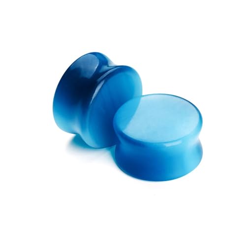 Lirzxin Ohr Plug Tunnel 12mm, 2 Stück Tunnel Ohr Stein Herren Damen Double Flared Massiv Rund Ohrring Plug 12mm Blau von Lirzxin