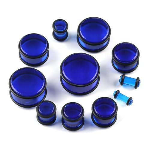 Lirzxin Ohr Plug Tunnel 4mm-24mm, 22 Stück Acryl Tunnel Damen Herren 11 Paar Double Flared Solide Rund Halbtransparent Ohr Plug 4mm-24mm Blau Lirzxin Ohr Plug Tunnel 4mm-24mm, 22 Stück Acryl Tunnel Damen Herren 11 Paar Double Flared Solide Rund Halbtransparent Ohr Plug 4mm-24mm Blau von Lirzxin