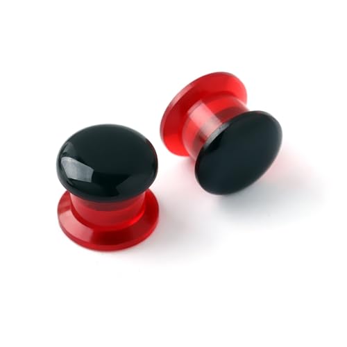 Lirzxin Ohr Plug Tunnel 5mm, 2 Stück Ohr Tunnel Acryl Herren Damen Schrauben Bicolor Rund Ohrring Plug 5mm Rot Schwarz von Lirzxin