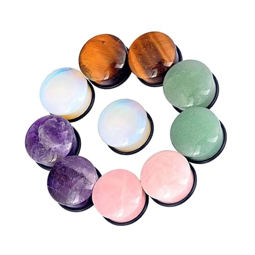 Lirzxin Ohr Tunnel Plug 10mm, 10 Stück Tunnel Ohr Stein Damen Herren 5 Paar Single Flared Solide Rund Ohrring Plug 10mm Bunt von Lirzxin