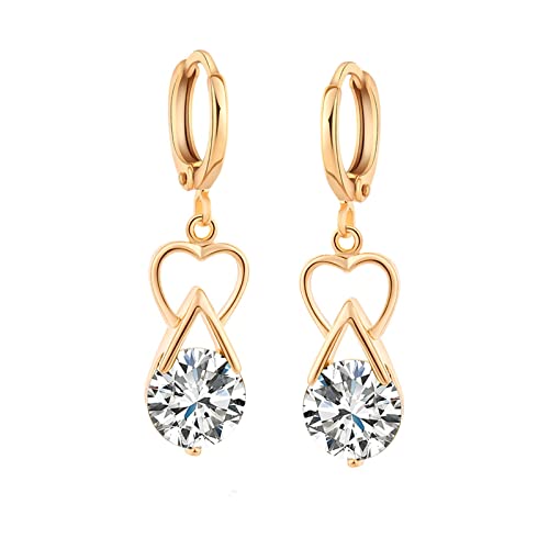 Lirzxin Ohrhänger Damen Gold 750, Damen Ohrringe Creolen mit Hohl Herz und Rund Moissanit Hochzeit Ohrringe für Braut Gelbgold Lirzxin Ohrhänger Damen Gold 750, Damen Ohrringe Creolen mit Hohl Herz und Rund Moissanit Hochzeit Ohrringe für Braut Gelbgold von Lirzxin