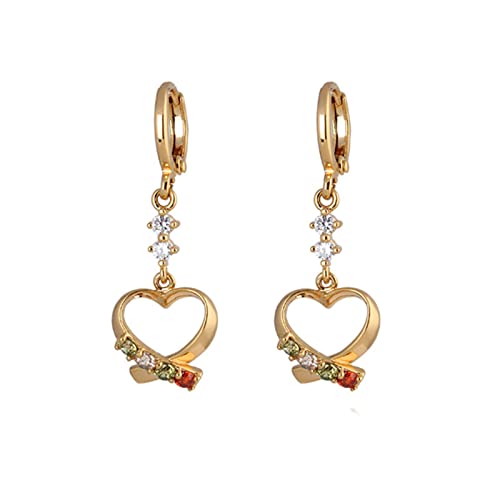 Lirzxin Ohrhänger Damen Gold 750, Ohrringe Damen Creolen mit Hohl Herz Rubin Peridot Rosa Kristall Ohrringe Geburtstag für Braut Gelbgold Lirzxin Ohrhänger Damen Gold 750, Ohrringe Damen Creolen mit Hohl Herz Rubin Peridot Rosa Kristall Ohrringe Geburtstag für Braut Gelbgold von Lirzxin