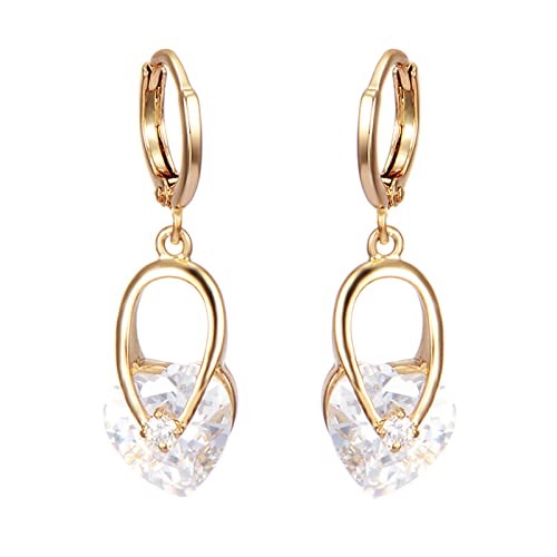 Lirzxin Ohrhänger Damen Gold 750, Ohrringe Damen Creolen mit Hohl Wassertropfen Herz Weiß Moissanit Ohrringe Geburtstag für Braut Gelbgold Lirzxin Ohrhänger Damen Gold 750, Ohrringe Damen Creolen mit Hohl Wassertropfen Herz Weiß Moissanit Ohrringe Geburtstag für Braut Gelbgold von Lirzxin
