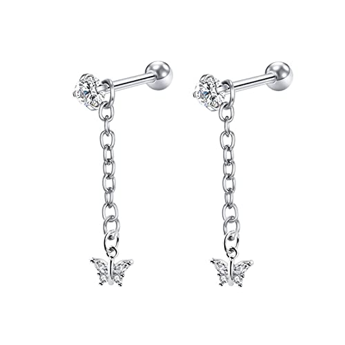 Lirzxin Ohrhänger Damen Weißgold 750, Elegante Ohrringe Damen Kette mit Moissanit Schmetterling Quaste Geburtstag Ohrringe für Frauen Weißgold von Lirzxin