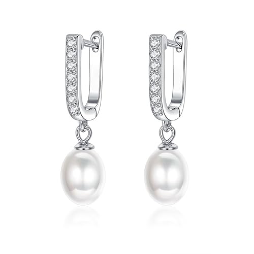 Lirzxin Ohrhänger Weißgold 750 Echtgold, Ohrringe für Damen Rund Moissanit Creolen mit Perle Ohrringe Geburtstag für Braut Weißgold Lirzxin Ohrhänger Weißgold 750 Echtgold, Ohrringe für Damen Rund Moissanit Creolen mit Perle Ohrringe Geburtstag für Braut Weißgold von Lirzxin