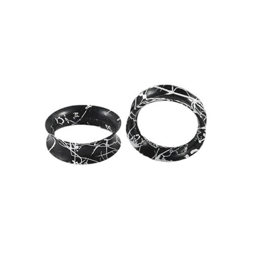 Lirzxin Ohrring Tunnel Piercing 10mm, 2 Stück Ohr Plug Silikon Damen Herren Double Flared Hohl Rund mit Struktur Ohr Tunnel 10mm Schwarz von Lirzxin