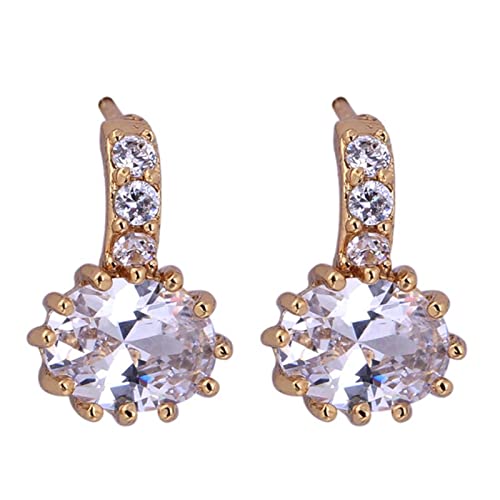 Lirzxin Ohrringe 585 Echtgold, Damen Ohrstecker Elegant Oval Moissanit 8mm Hochzeit Ohrringe für Braut Gelbgold von Lirzxin