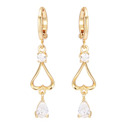 Lirzxin Ohrringe 585 Echtgold, Ohrhänger Damen Lang Creolen Hohl Herz mit Wassertropfen Weiß Moissanit Hochzeit Ohrringe für Braut Gelbgold Lirzxin Ohrringe 585 Echtgold, Ohrhänger Damen Lang Creolen Hohl Herz mit Wassertropfen Weiß Moissanit Hochzeit Ohrringe für Braut Gelbgold von Lirzxin
