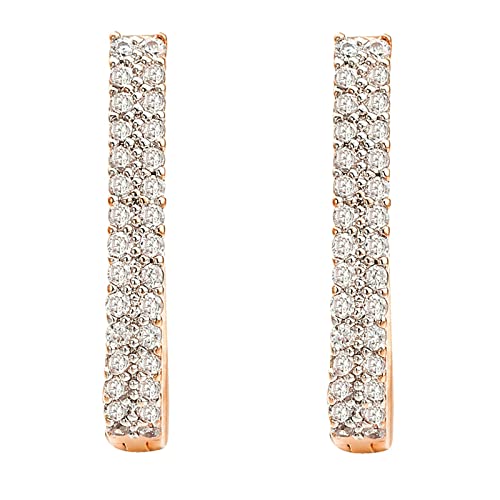 Lirzxin Ohrringe 750 Echtgold, Damen Creolen Glänzend U Form mit Rund Moissanit Ohrringe Hochzeit für Frauen Gelbgold von Lirzxin