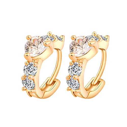 Lirzxin Ohrringe 750 Echtgold, Damen Creolen Kreis mit Herz und Rund Moissanit Ohrringe Geburtstag für Braut Gelbgold von Lirzxin