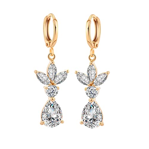 Lirzxin Ohrringe 750 Echtgold, Damen Ohrhänger Creolen mit Blatt Wassertropfen Form Moissanit Ohrringe Hochzeit für Frauen Gelbgold Lirzxin Ohrringe 750 Echtgold, Damen Ohrhänger Creolen mit Blatt Wassertropfen Form Moissanit Ohrringe Hochzeit für Frauen Gelbgold von Lirzxin