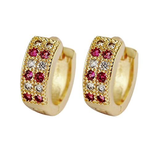 Lirzxin Ohrringe Creolen Gold 750, Damen Creolen Elegant Kreis mit Erstellter Diamant und Erstellter Rubin Ohrringe Geburtstag für Braut Gelbgold Lirzxin Ohrringe Creolen Gold 750, Damen Creolen Elegant Kreis mit Erstellter Diamant und Erstellter Rubin Ohrringe Geburtstag für Braut Gelbgold von Lirzxin