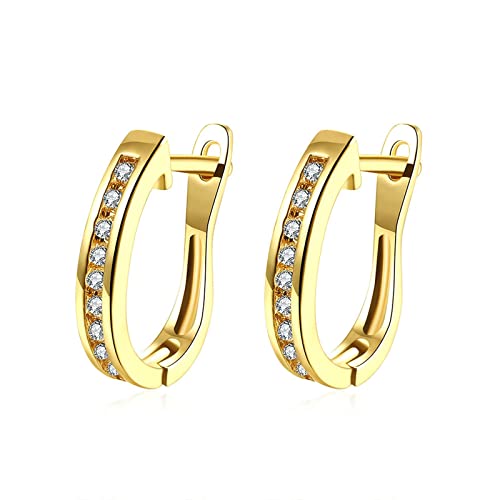 Lirzxin Ohrringe Damen Gold 585 Echtgold, Damen Creolen U Form Kreis mit Rund Diamant Geburtstag Ohrringe für Frauen Gelbgold Lirzxin Ohrringe Damen Gold 585 Echtgold, Damen Creolen U Form Kreis mit Rund Diamant Geburtstag Ohrringe für Frauen Gelbgold von Lirzxin