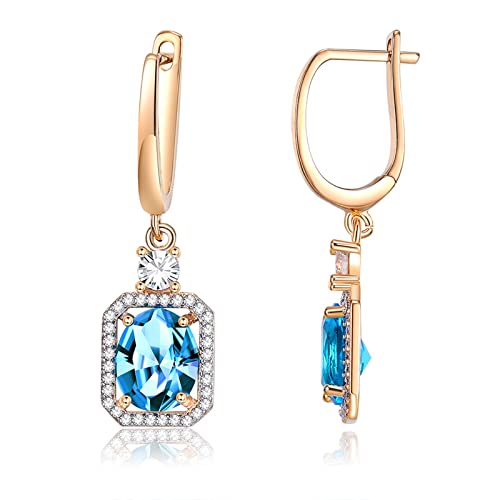 Lirzxin Ohrringe Damen Gold 585 Echtgold, Drop Ohrhänger Damen Creolen mit Rechteckig Design Oval Topas und Moissanit Ohrringe Geburtstag für Braut Gelbgold Lirzxin Ohrringe Damen Gold 585 Echtgold, Drop Ohrhänger Damen Creolen mit Rechteckig Design Oval Topas und Moissanit Ohrringe Geburtstag für Braut Gelbgold von Lirzxin